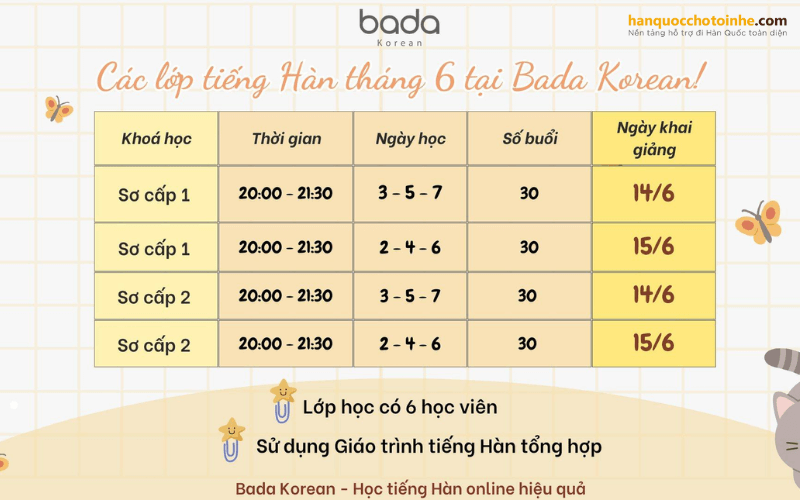 Học tiếng Hàn Online tại Bada Korea