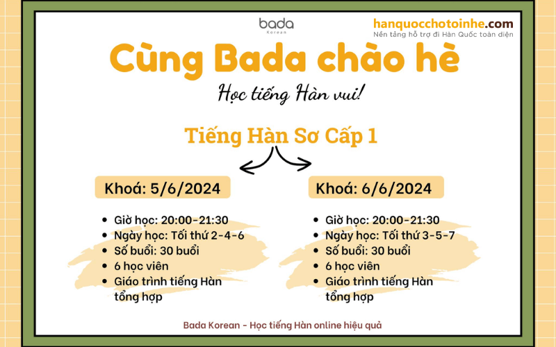 Học tiếng Hàn online tại Bada Korea