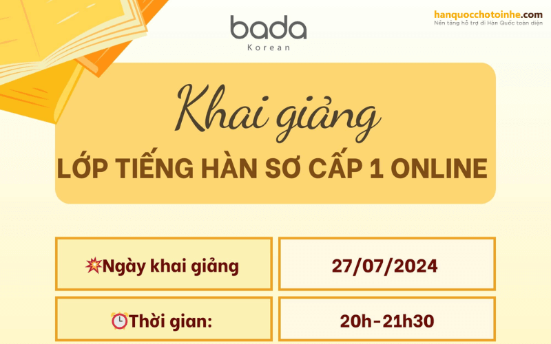 Lớp tiếng Hàn Bada Korea Online tại Kon Tum