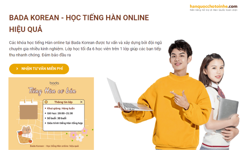 Học tiếng Hàn Online tại Bada Korea Lâm Đồng 